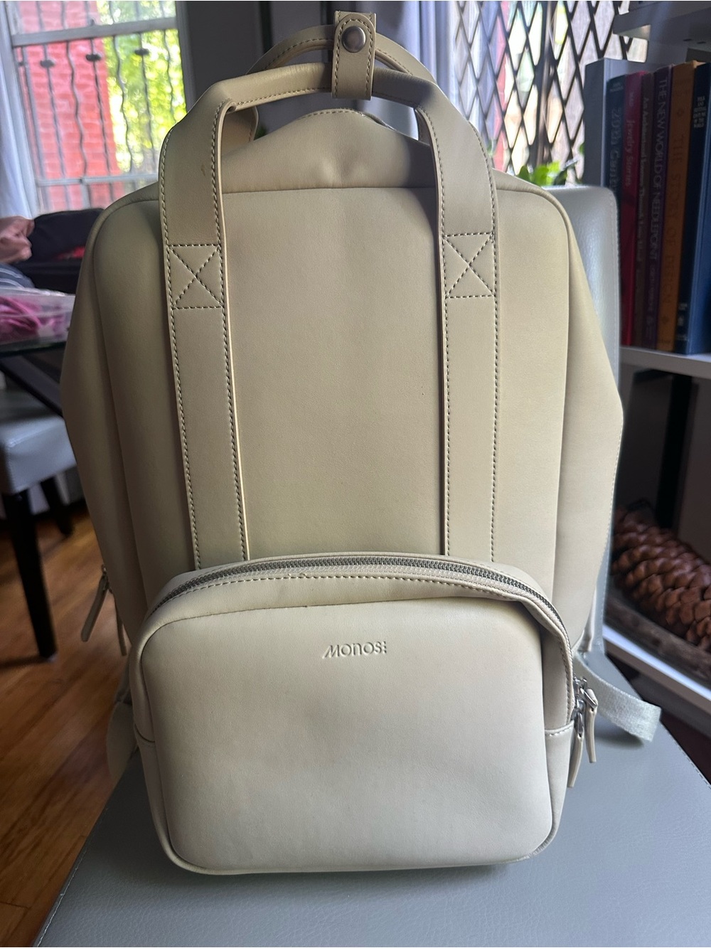 Monos Metro Backpack in Ivory Vegan Leather